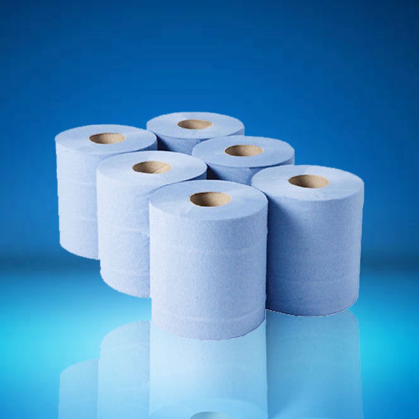 BLUE 2 PLY CENTER FEED ROLLS
