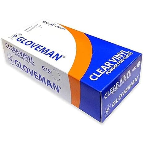 Single Box of 100 Gloveman Clear Vinyl Powder Free Gloves