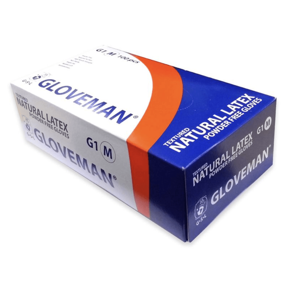 Single Box of 100 Gloveman Natural Latex Powder Free Gloves