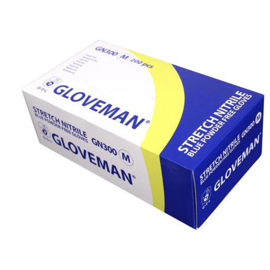 Single Box of 200 Blue Gloveman Nitrile Powder Free Gloves